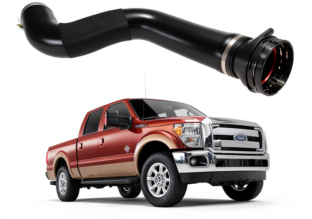 Installing Intercooler Outlet Tube YINAVAGAD Black Ford on a wooden workbench