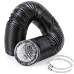 Eau 4 Inch Duct Hose by 12 Feet, Black Flexible 4-Layers Aluminum Dryer Vent Tube Transition Hose with 2 Screw Clamps, Great for HVAC, Clothes Dryer, Air Duct-0