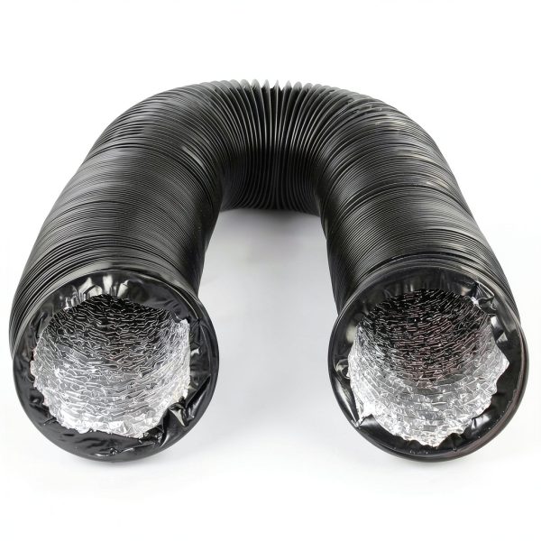 Eau 4 Inch Duct Hose by 12 Feet, Black Flexible 4-Layers Aluminum Dryer Vent Tube Transition Hose with 2 Screw Clamps, Great for HVAC, Clothes Dryer, Air Duct-3