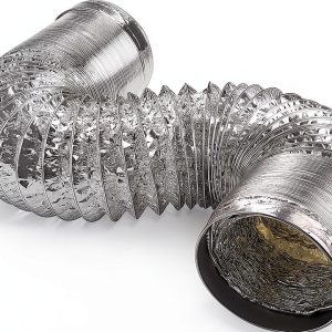 7 inch 5 Feet Flexible Aluminum Ducting Hose, Dryer Vent Hose for kitchen Cooking Exhaust, HVAC, Heating Cooling Ventilation Exhaust, Silver Color-0