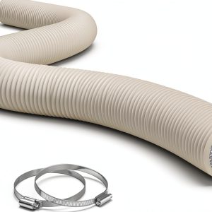 TerraBloom Flexible 4 Inch Ducting - White 8 Feet Flex Aluminum Duct with 2 Clamps – 4 Layer HVAC Ventilation Air Hose - Great For Grow Tents, Dryer Rooms, House Vent Register Lines-0