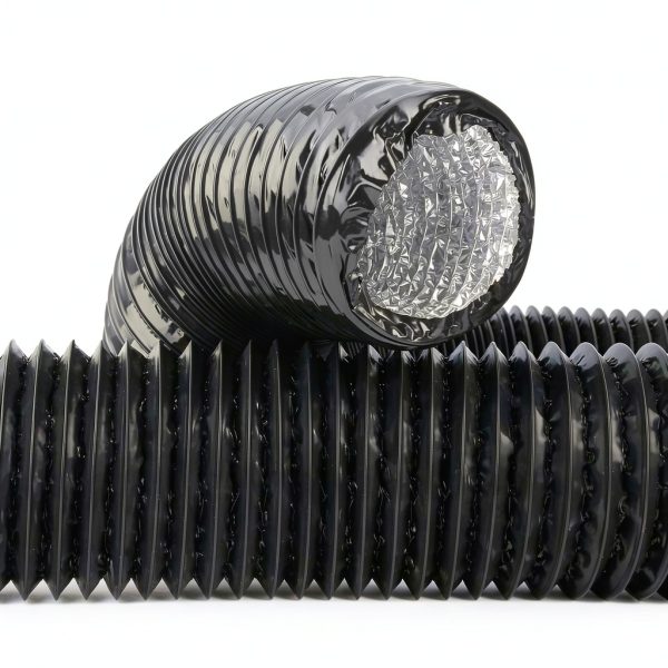 Eau 4 Inch Duct Hose by 12 Feet, Black Flexible 4-Layers Aluminum Dryer Vent Tube Transition Hose with 2 Screw Clamps, Great for HVAC, Clothes Dryer, Air Duct-6