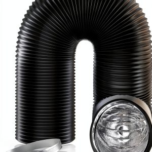 6" Air Duct 16 FT Long Black Flexible Ducting HVAC Ventilation Air Hose 2 Clamps Aluminum PVC Vent Hose Insulated Air Ducting for Ventilation Heating Exhaust HVAC Dryer Vent Hose Flexible-0