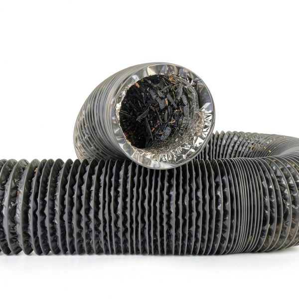 4 Inch Gray Duct Hose by 12 Feet, Eau Flexible 4-Layers Aluminum Dryer Vent Tube Transition Duct Air Hose with 2 Screw Clamps Great for HVAC Duct, Clothes Dryer Duct, Air Duct-4