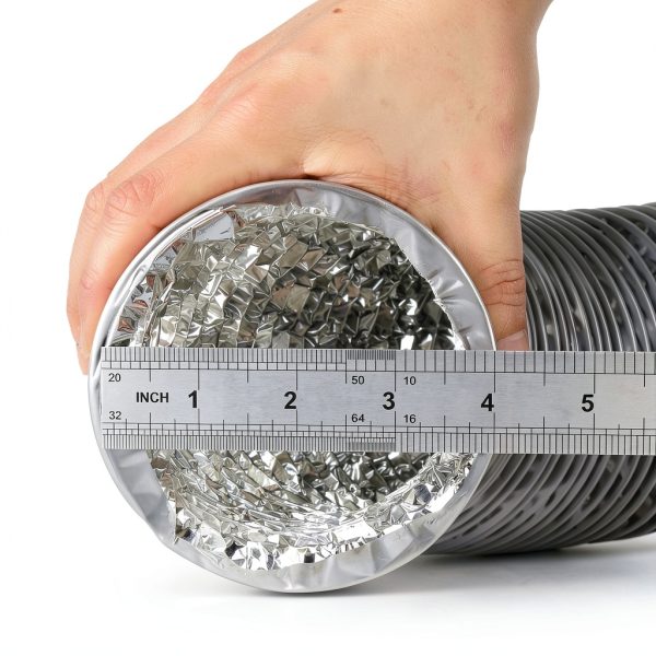 4 Inch Gray Duct Hose by 12 Feet, Eau Flexible 4-Layers Aluminum Dryer Vent Tube Transition Duct Air Hose with 2 Screw Clamps Great for HVAC Duct, Clothes Dryer Duct, Air Duct-1