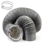 4 Inch Gray Duct Hose by 12 Feet, Eau Flexible 4-Layers Aluminum Dryer Vent Tube Transition Duct Air Hose with 2 Screw Clamps Great for HVAC Duct, Clothes Dryer Duct, Air Duct-0